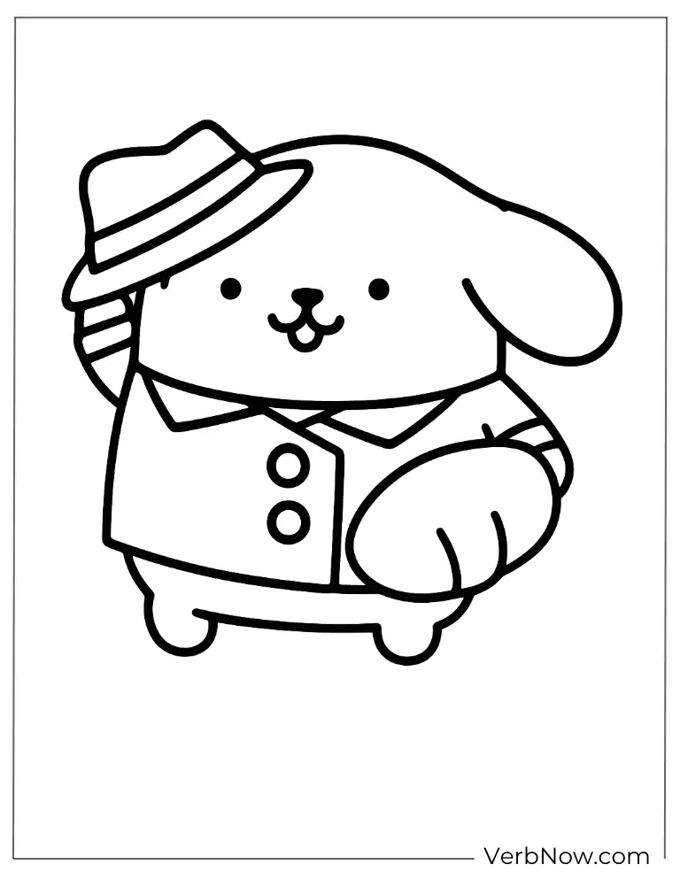 Pompompurin in suit printable golden retriever coloring page