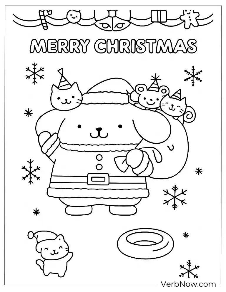 Christmas Pompompurin coloring page