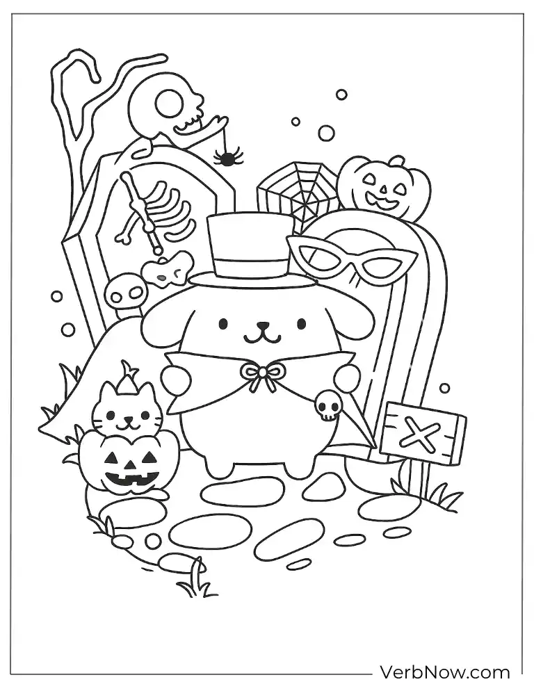 Vampire Pompompurin Halloween coloring page