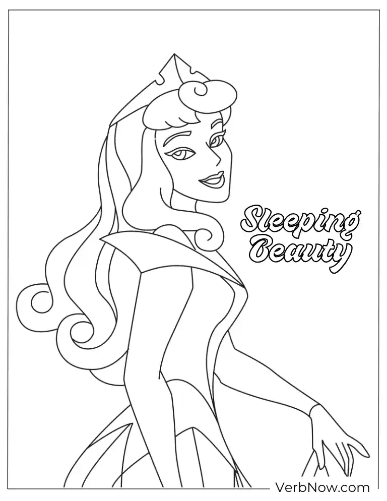 Sleeping Beauty with Music Notes Coloring Page