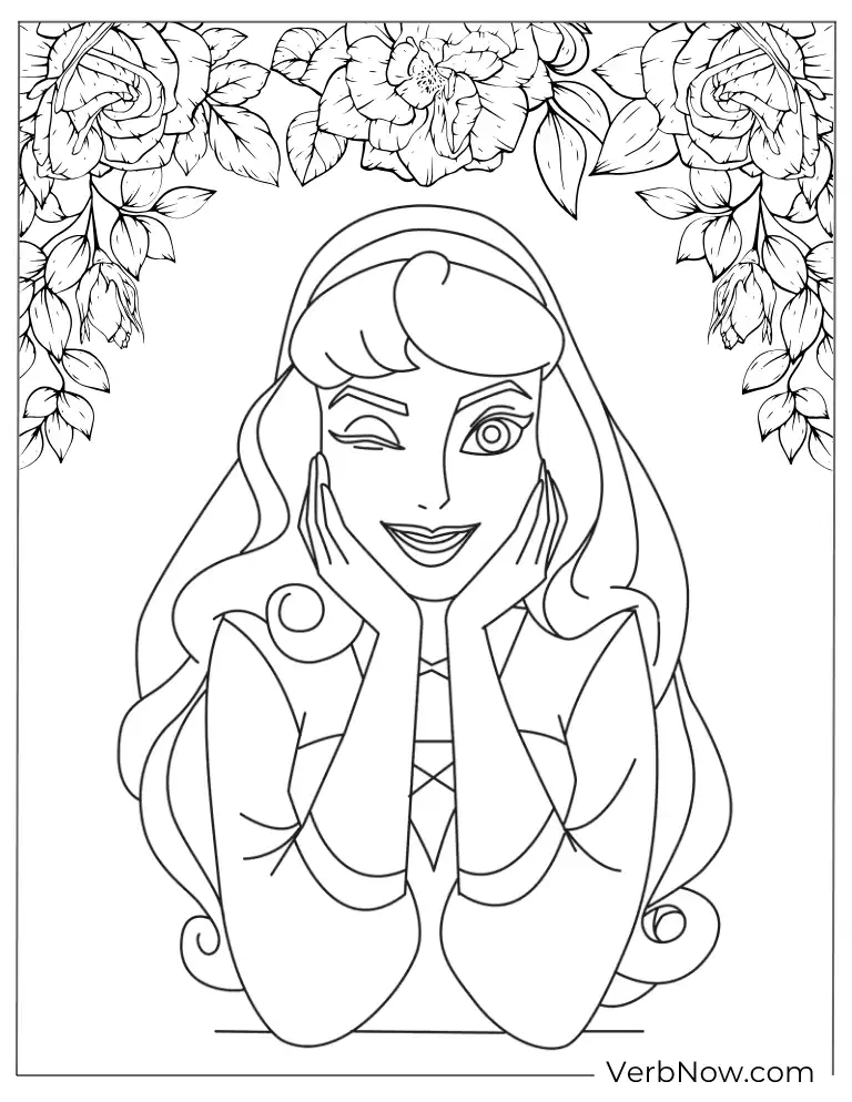 Sleeping Beauty with Crown Coloring Page