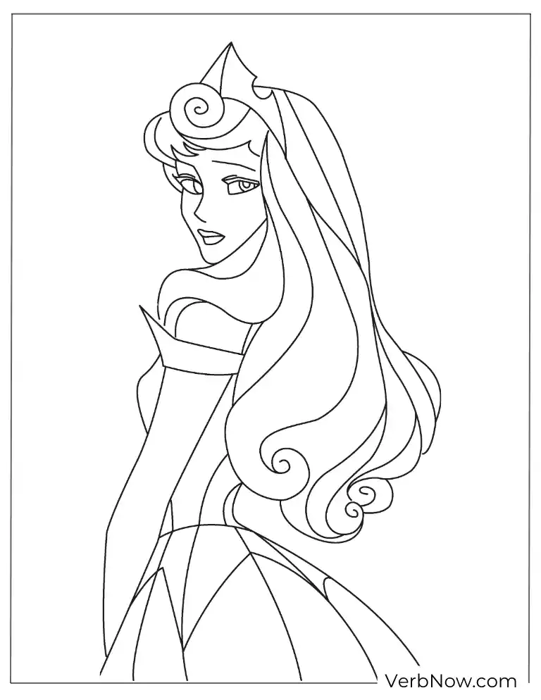 Sleeping Beauty Smiling Coloring Page
