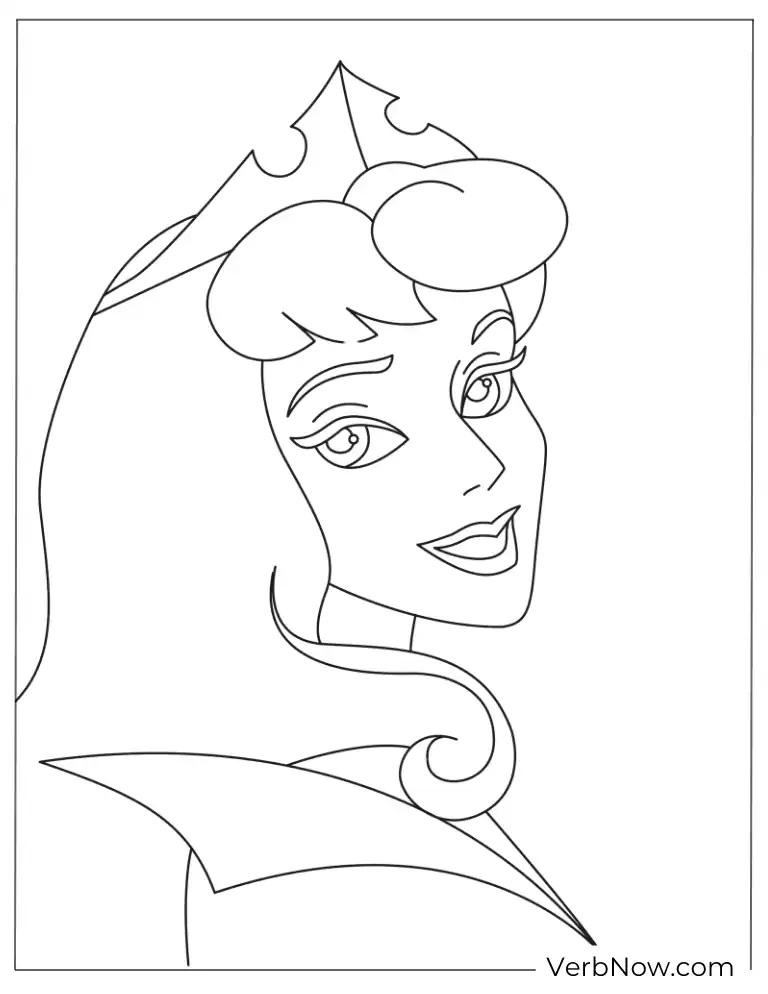 Sleeping Beauty Wearing Crown Coloring Page