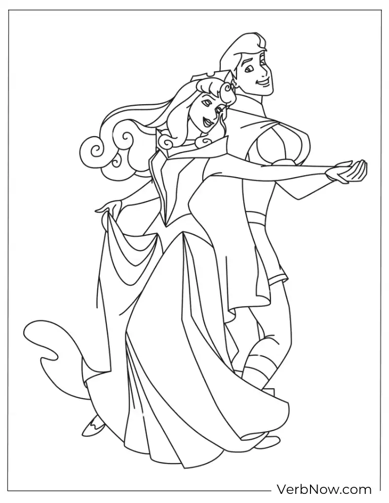 Sleeping Beauty and Prince Coloring Page