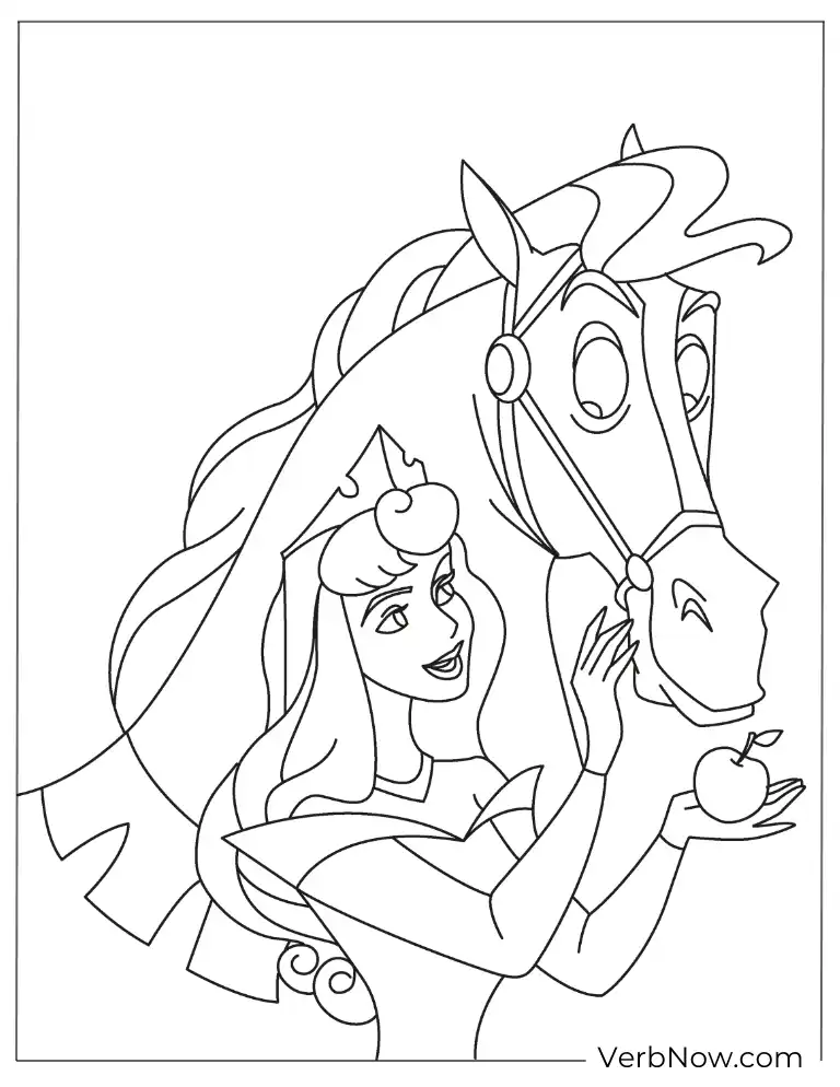 Sleeping Beauty with Castle Coloring Page