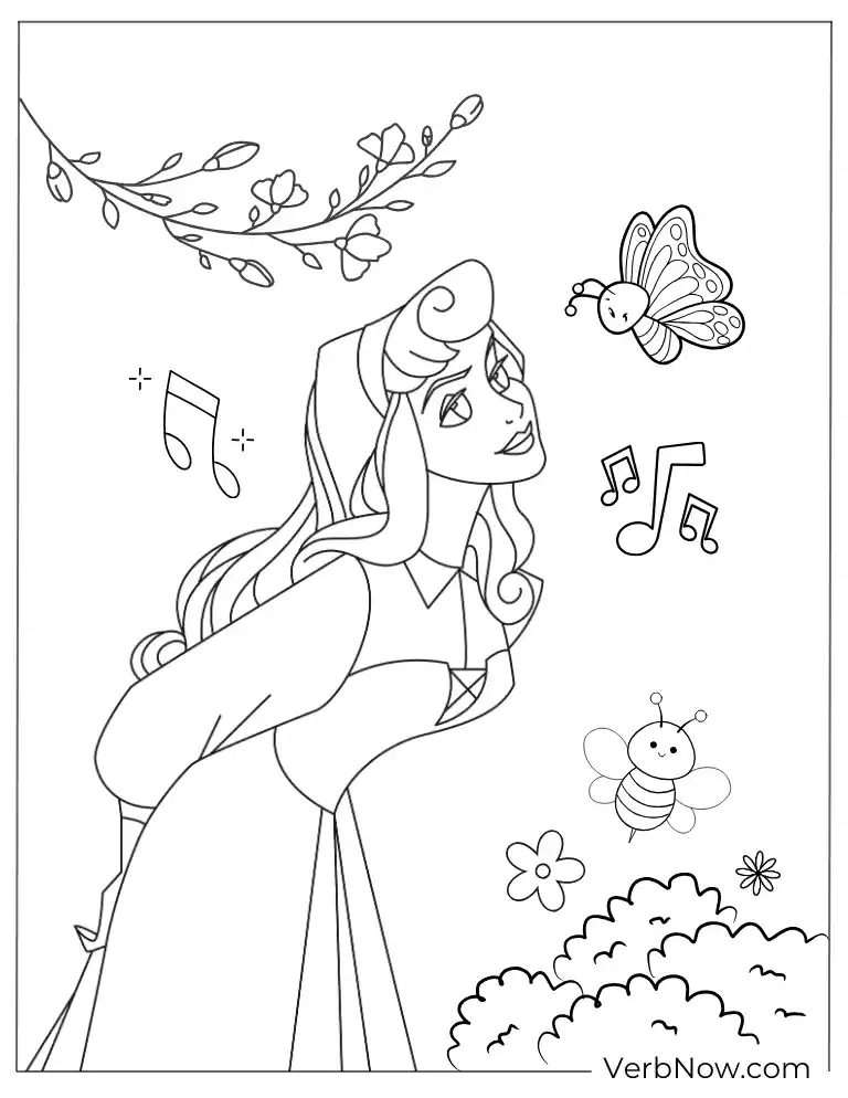 Sleeping Beauty Singing Coloring Page