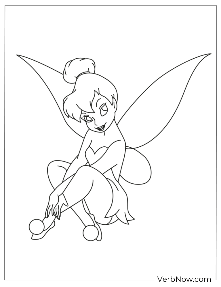 Gentle Tinkerbell fairy pose coloring page