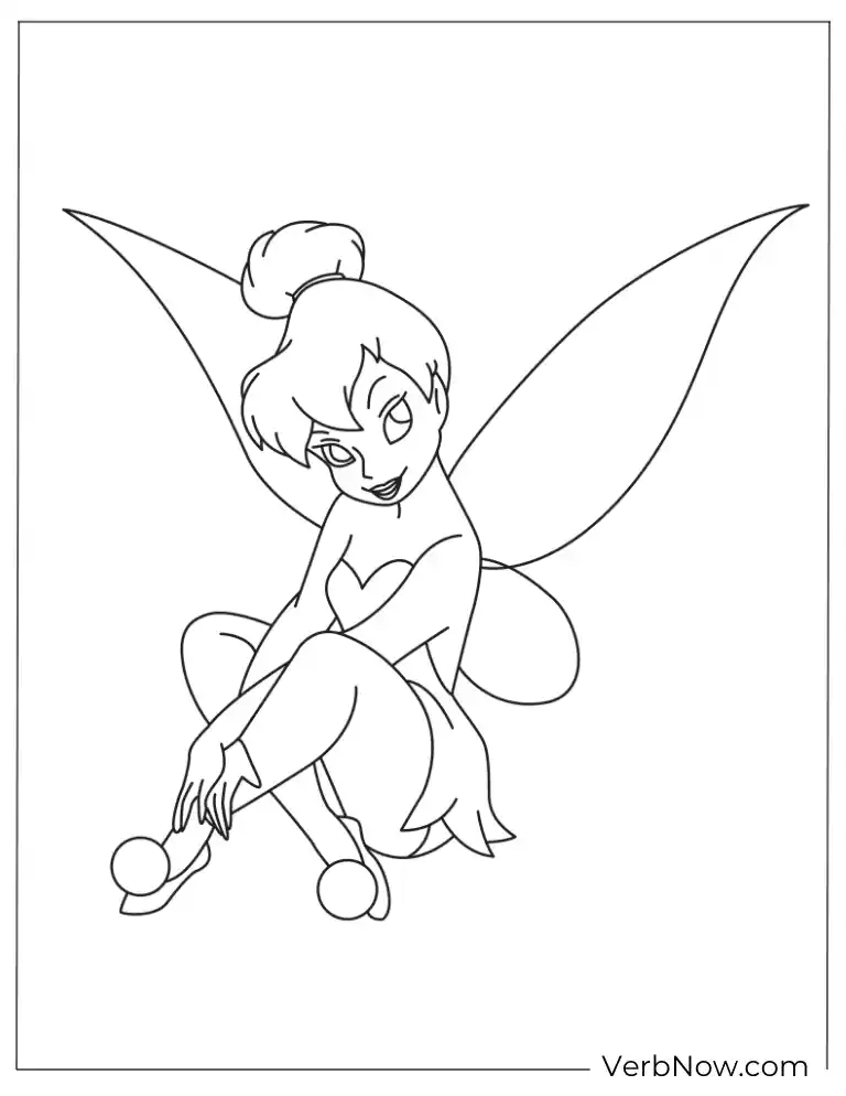 Gentle Tinkerbell fairy pose coloring page