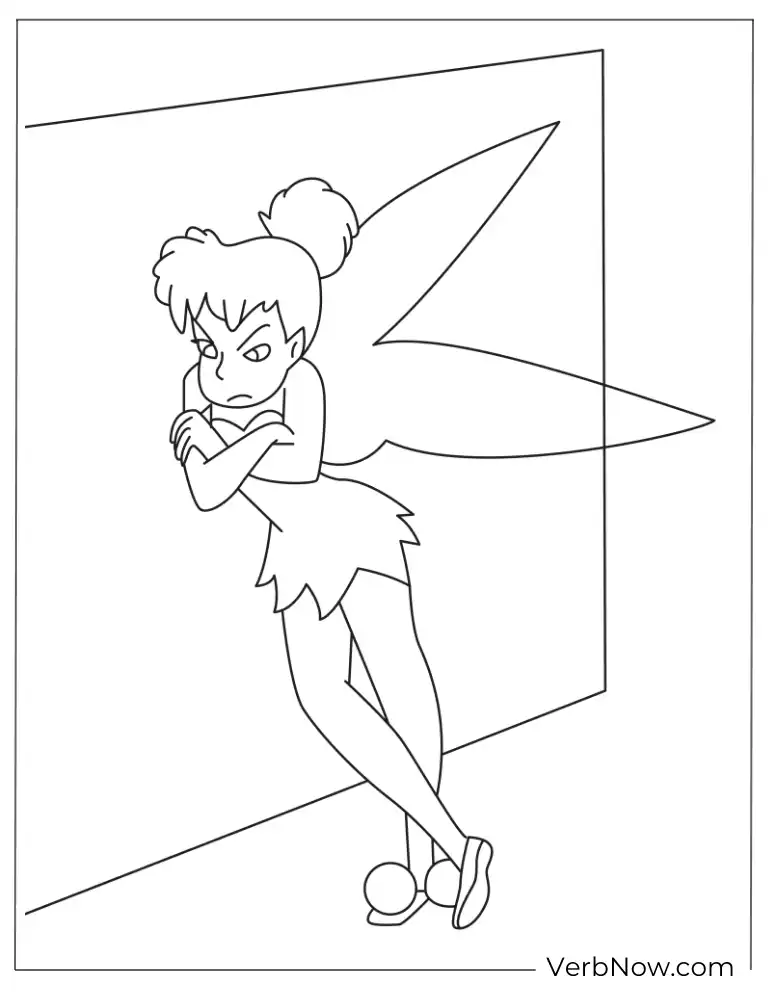 Shy Disney Tinkerbell coloring page for kids