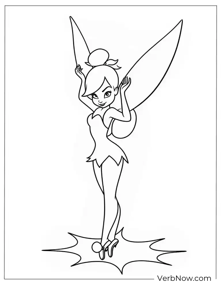 Stylish TinkerBell coloring design for adults