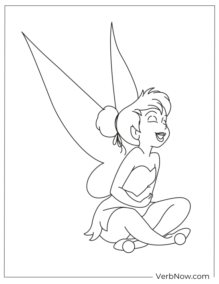 Playful Tinkerbell coloring page for adults