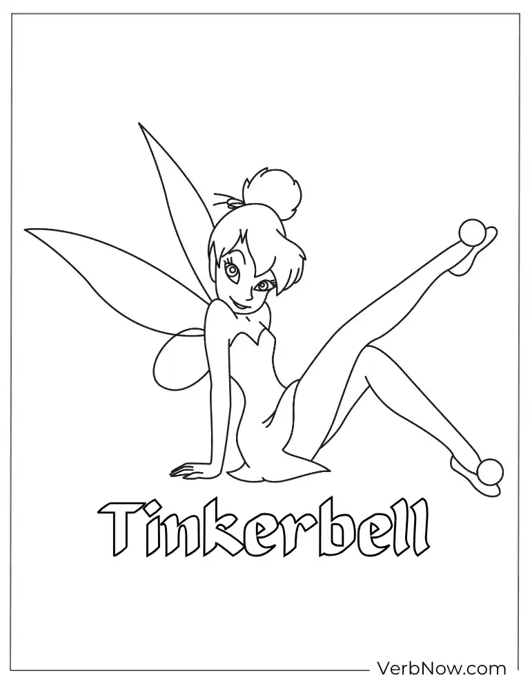 Relaxed Tinkerbell coloring page for kids