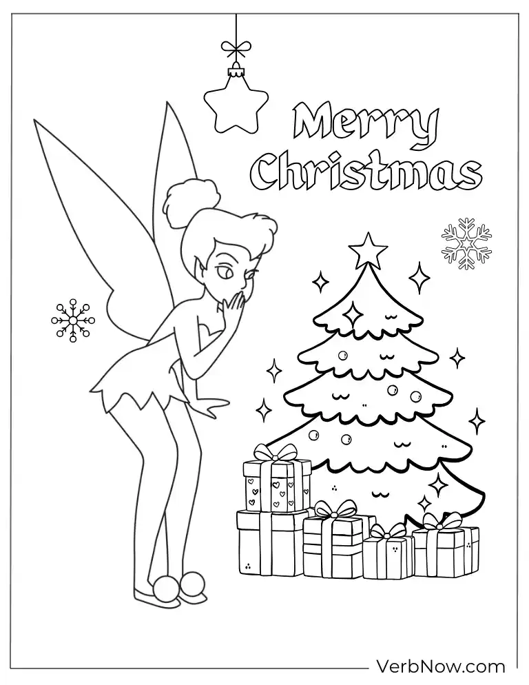 Christmas Tinker Bell coloring page for toddlers