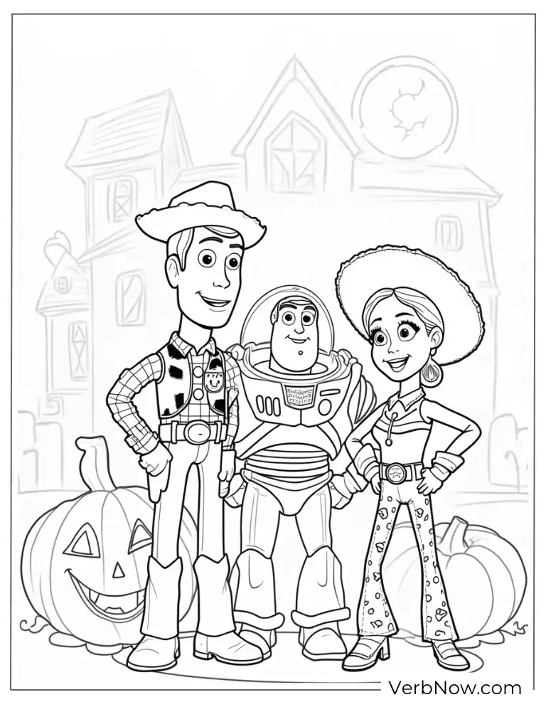 Woody with Toy Story Phone Coloring Page