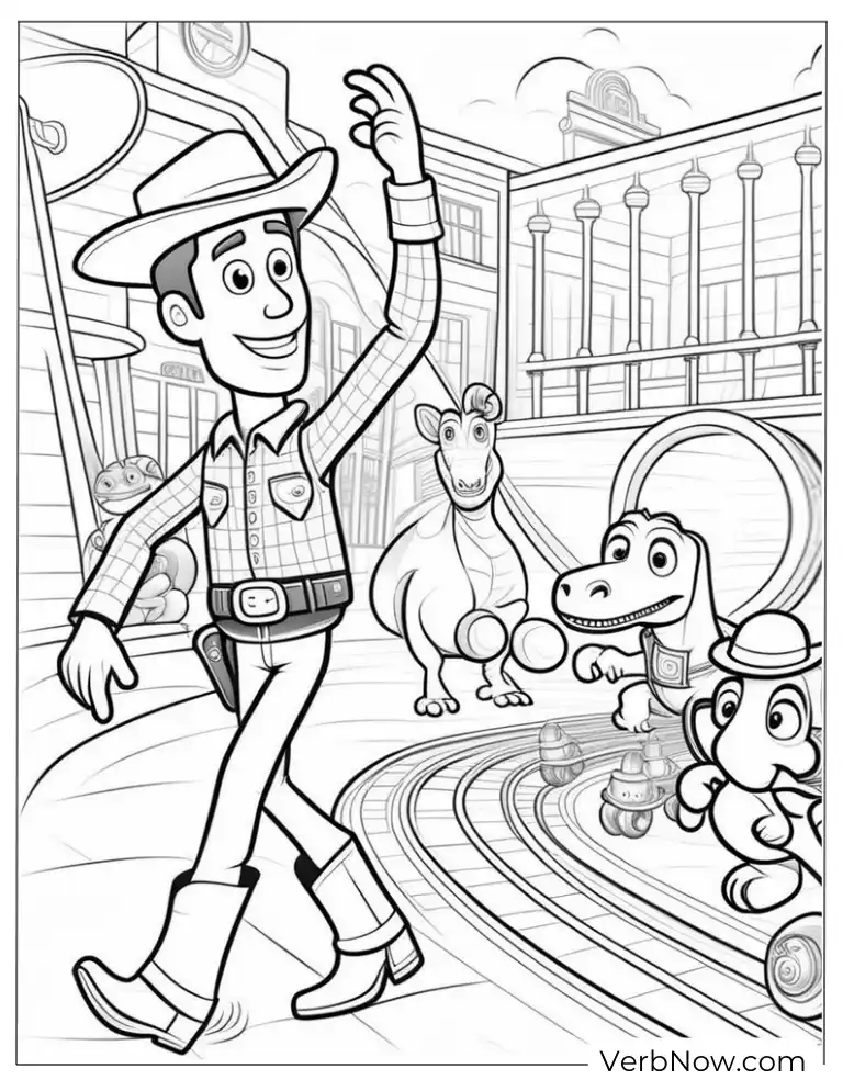 Woody in Cowboy Outfit Coloring Page