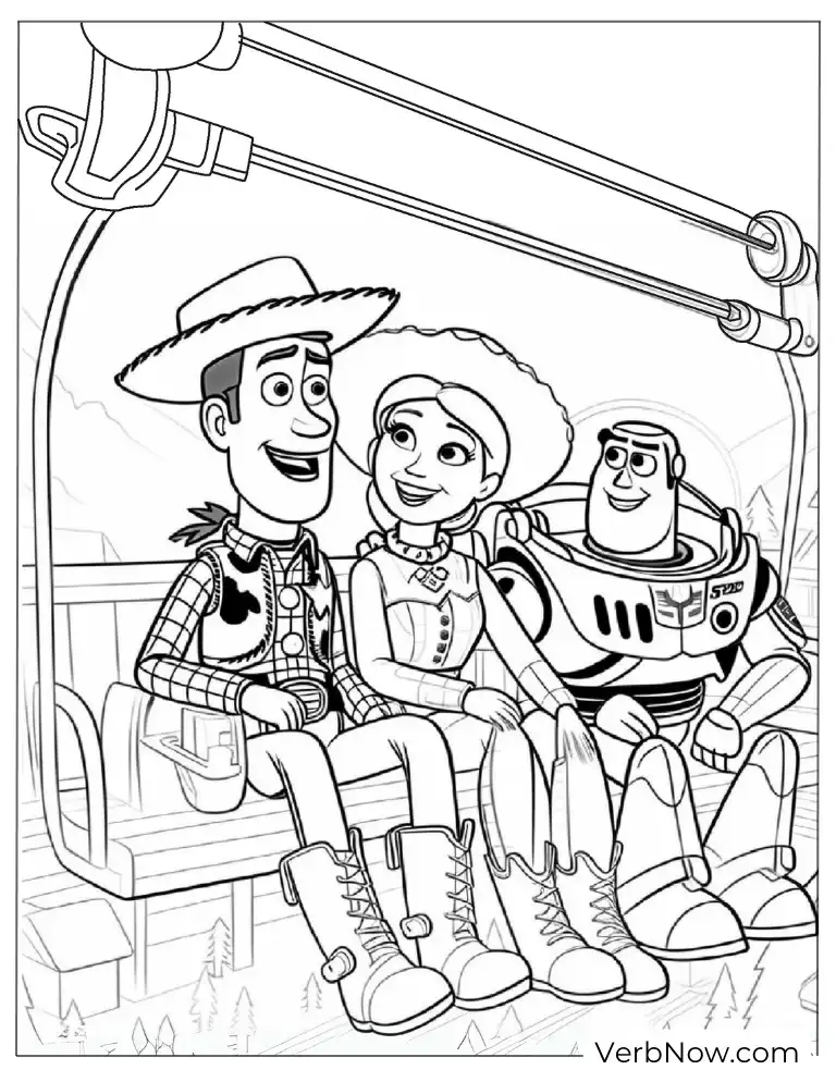 Toy Story Characters in the Amusement Park Coloring Page