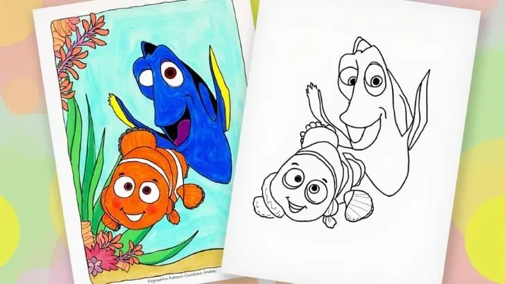 nemo and dory coloring pages