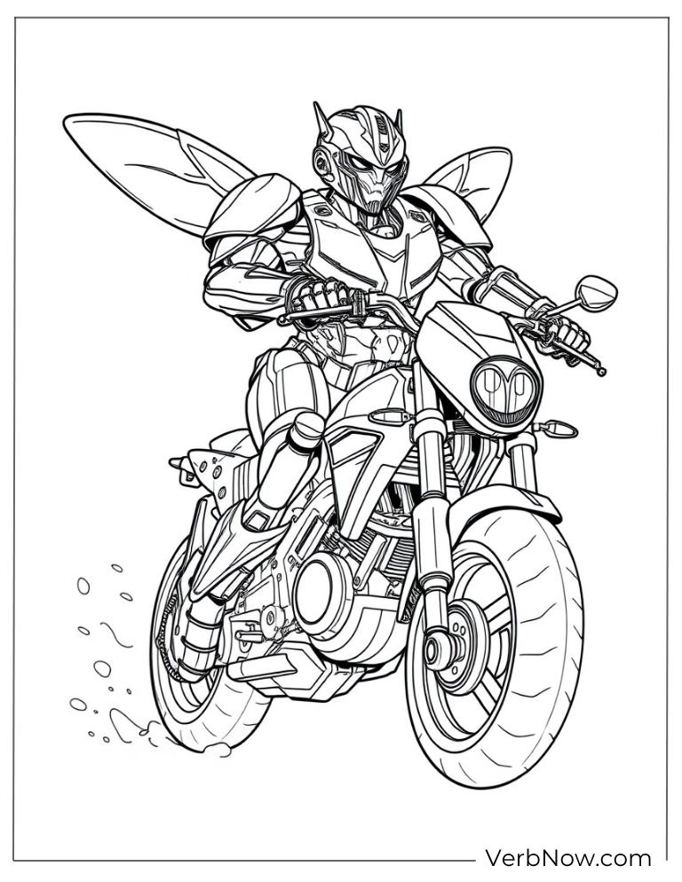 Bumblebee with car form coloring sheet