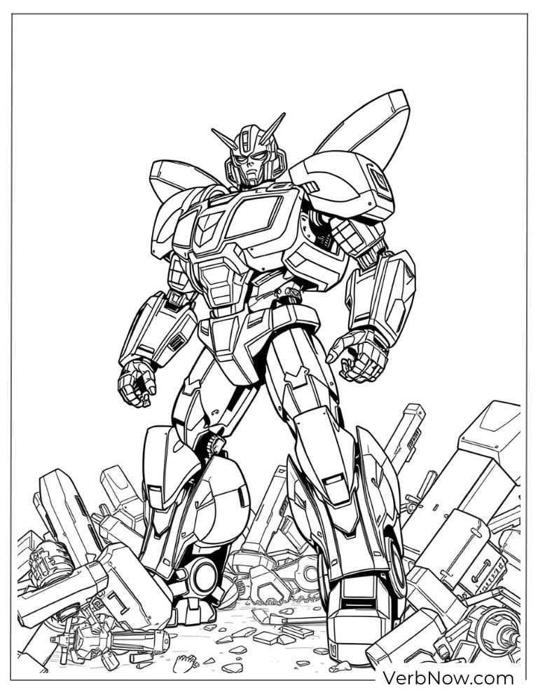Standing Bumblebee robot coloring printable