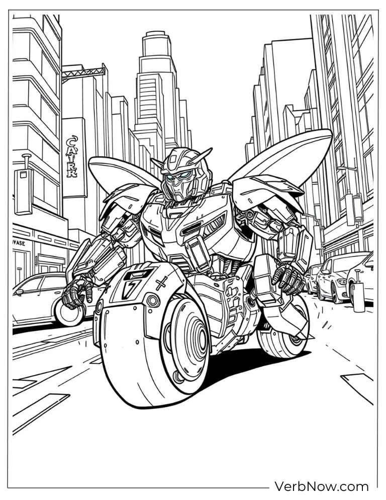 Transformer Bumblebee coloring page design