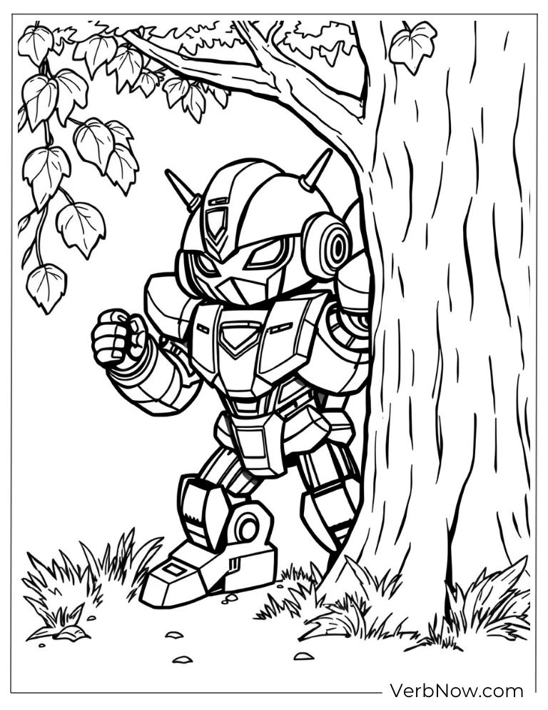 Car and robot Bumblebee coloring page