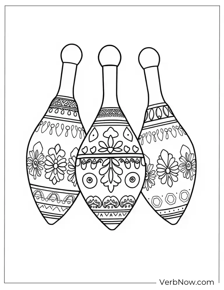 Fun Cinco de Mayo coloring page featuring decorated maracas