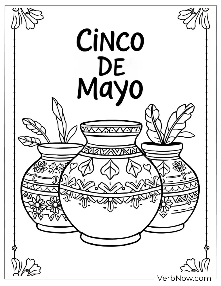 Beautiful folklorico dress dancer for Cinco de Mayo coloring page