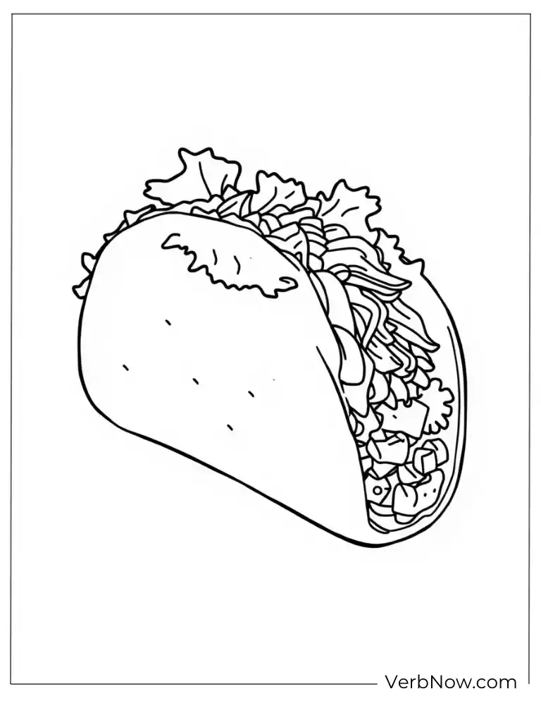 Taco with toppings Cinco de Mayo coloring page –