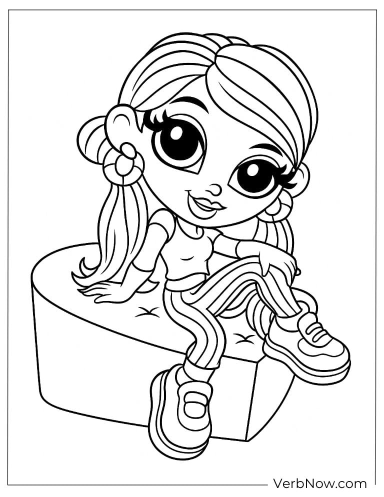 Cute girl Lisa Frank coloring picture
