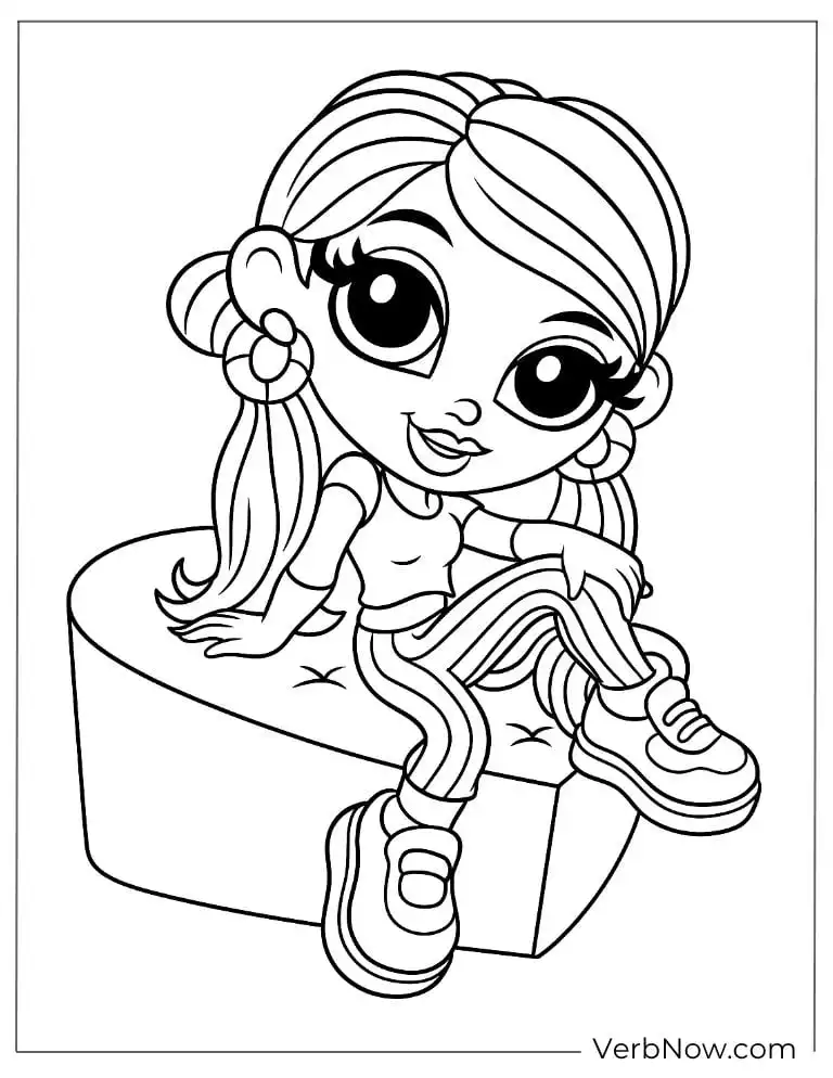Cute girl Lisa Frank coloring picture