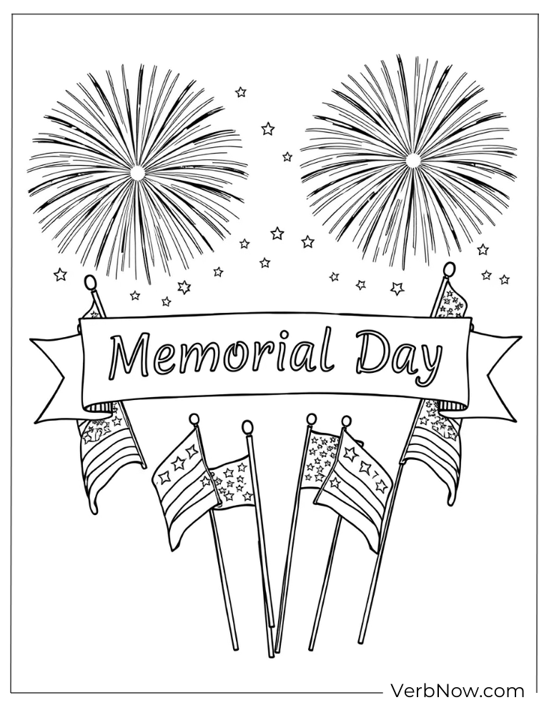 Fireworks and flags Memorial Day celebration page