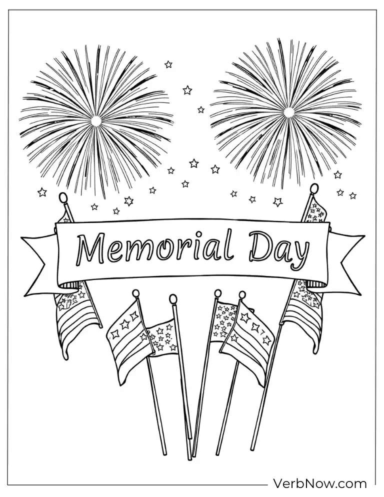 Fireworks and flags Memorial Day celebration page