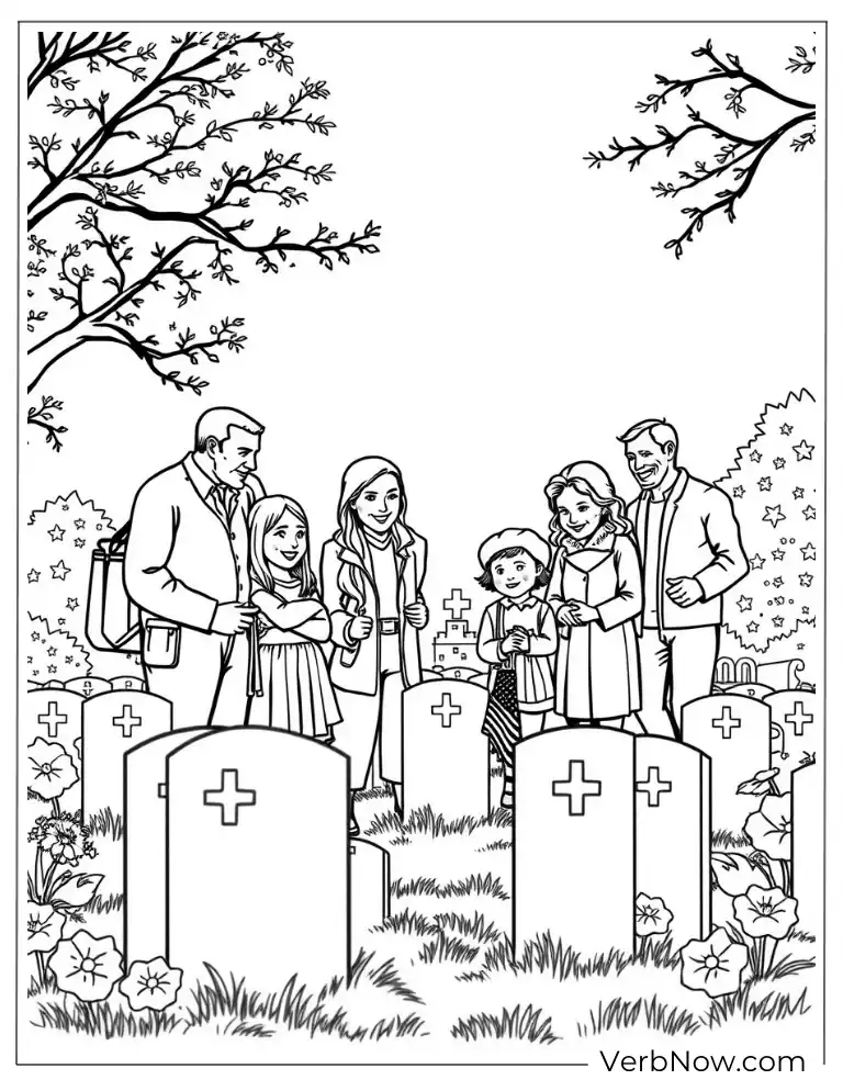 Family honoring heroes Memorial Day printable sheet