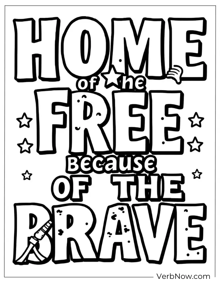 Home of the Brave freedom message to color
