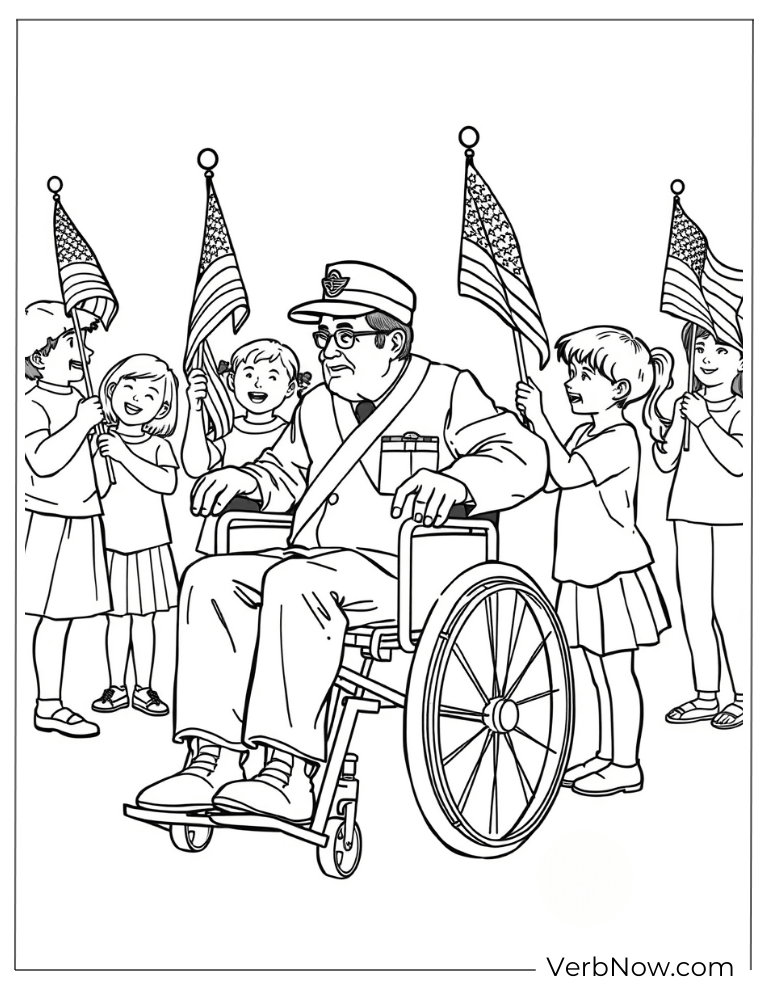 Veteran with kids patriotic Memorial Day worksheet