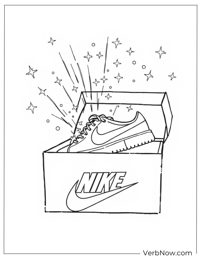 Nike shoes in the box coloring page