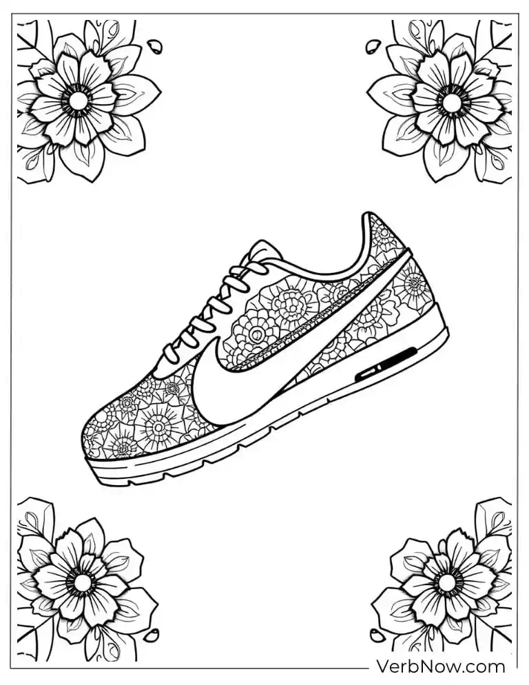 Stylish Nike sneaker coloring sheet