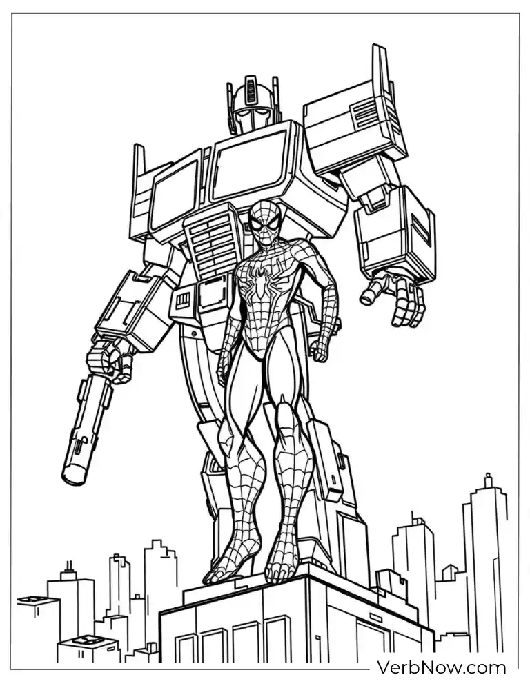 Optimus Prime standing strong coloring page