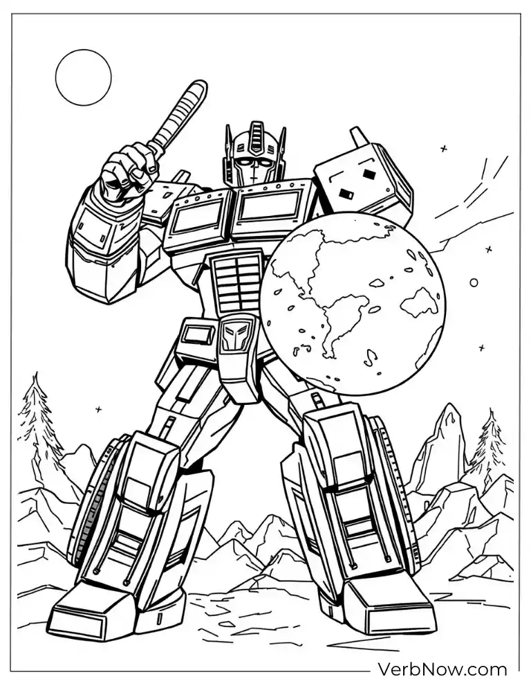 Simple Optimus Prime coloring page for children
