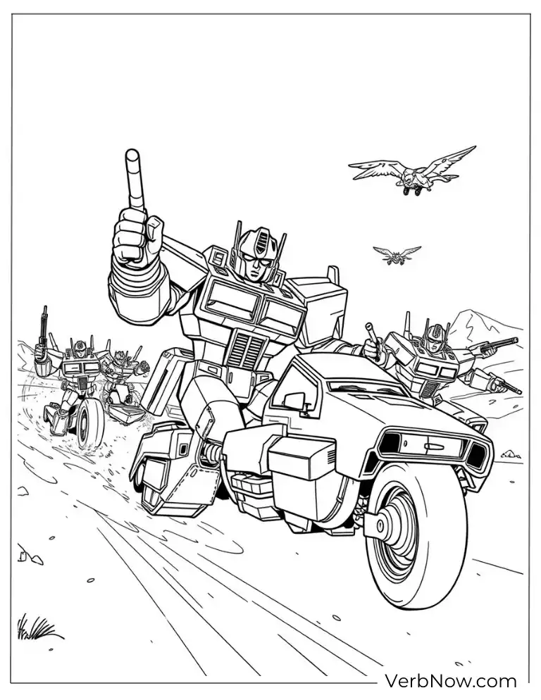 Optimus Prime in battle pose to color