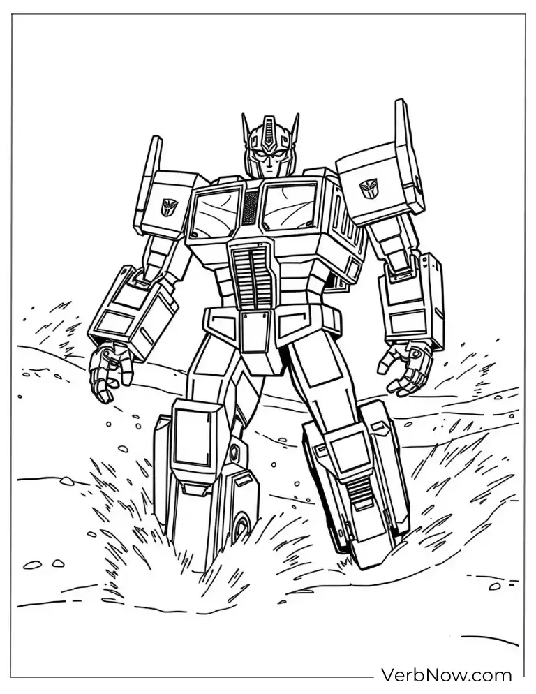 Detailed Optimus Prime robot printable coloring