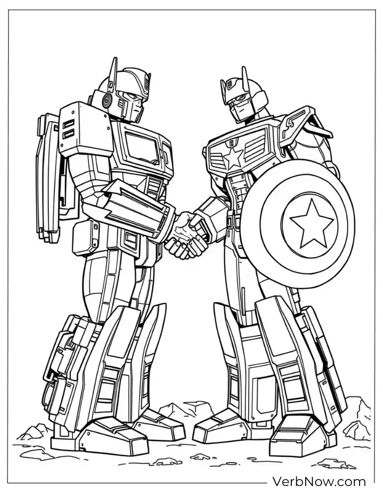Robot hero Optimus Prime coloring activity