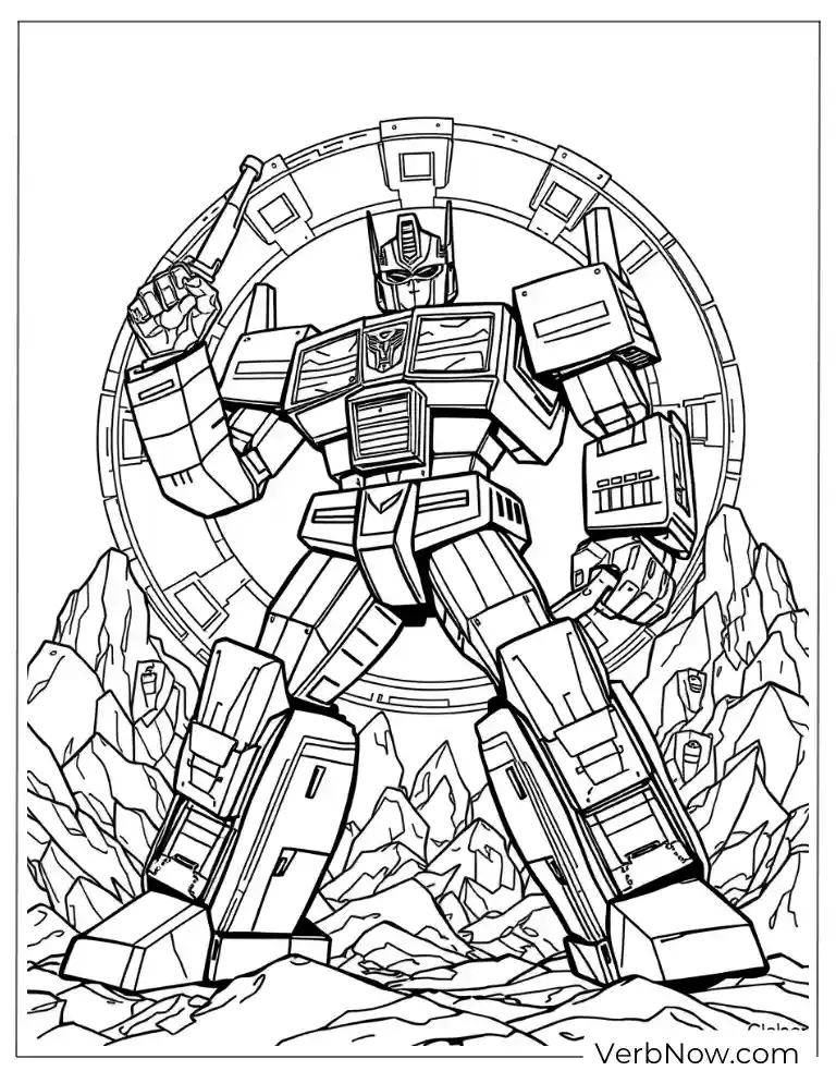 Optimus Prime line art for coloring page