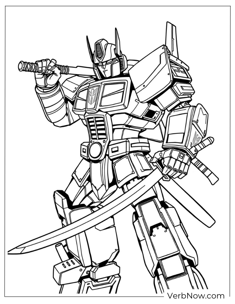 Transformers Optimus Prime in action coloring page
