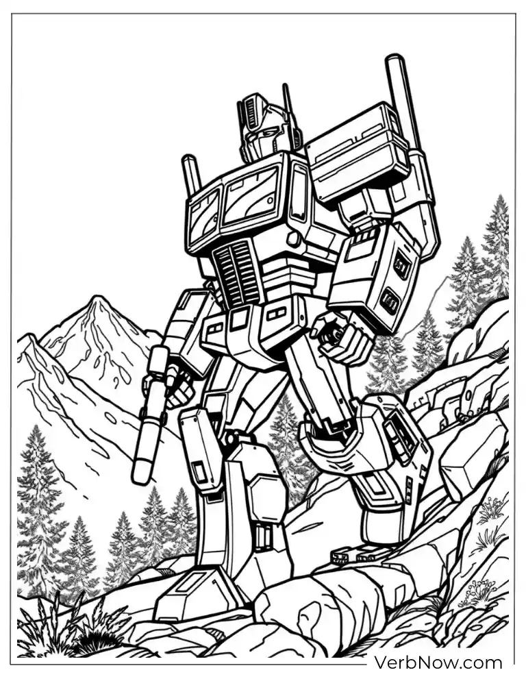 Optimus Prime with sword coloring image