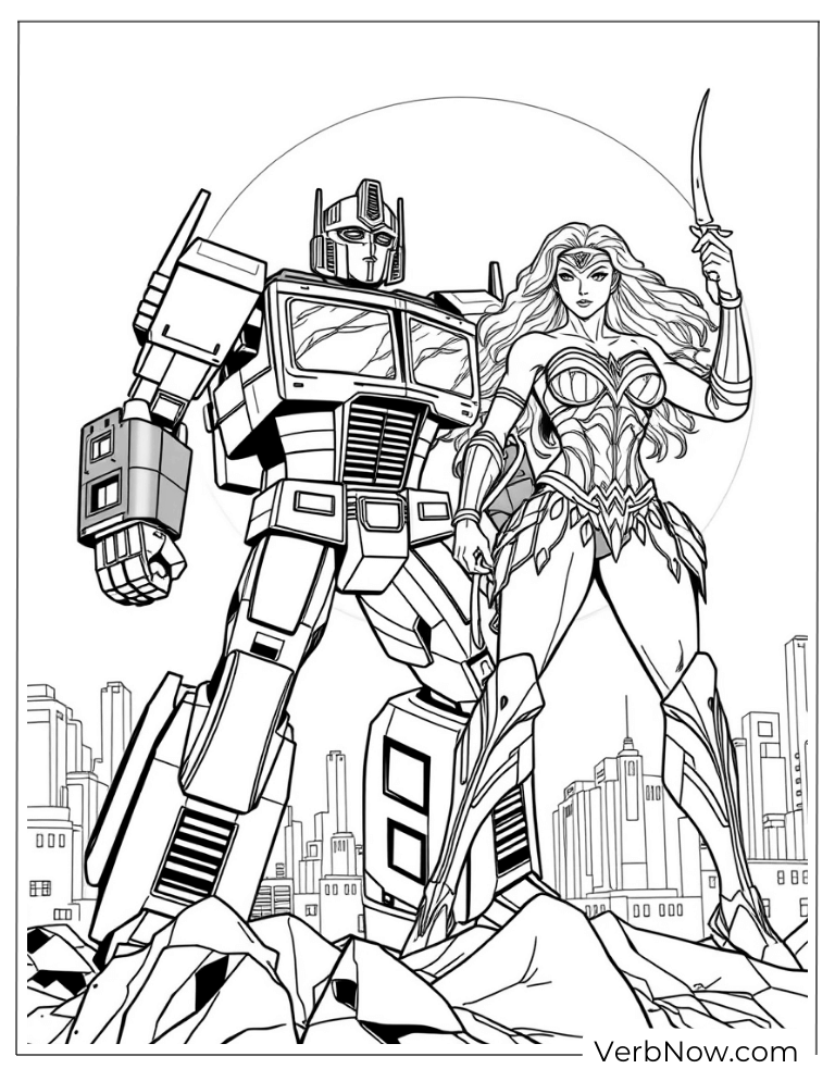 Optimus Prime truck form coloring worksheet