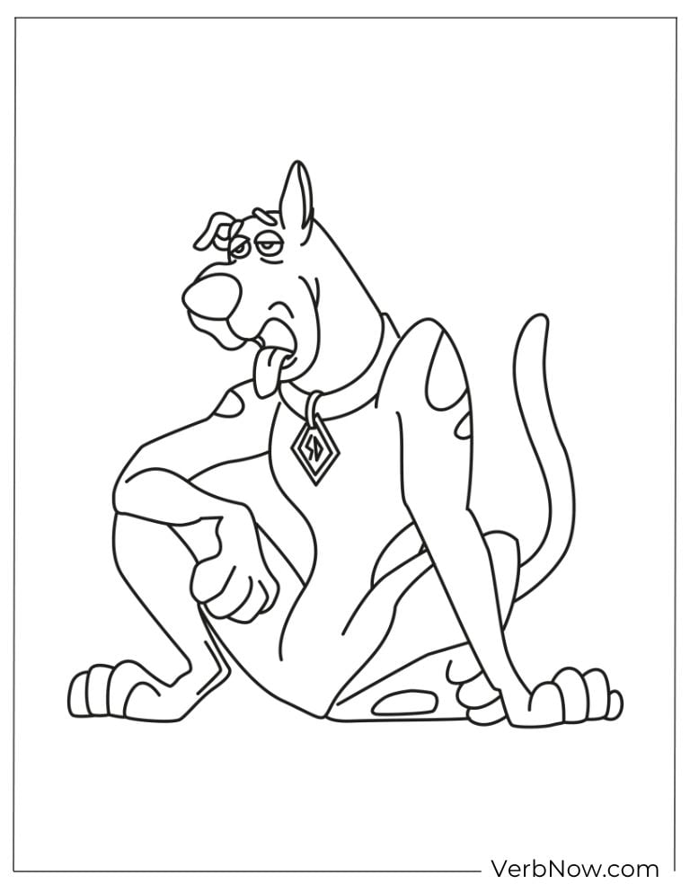 Scooby sitting tired coloring page