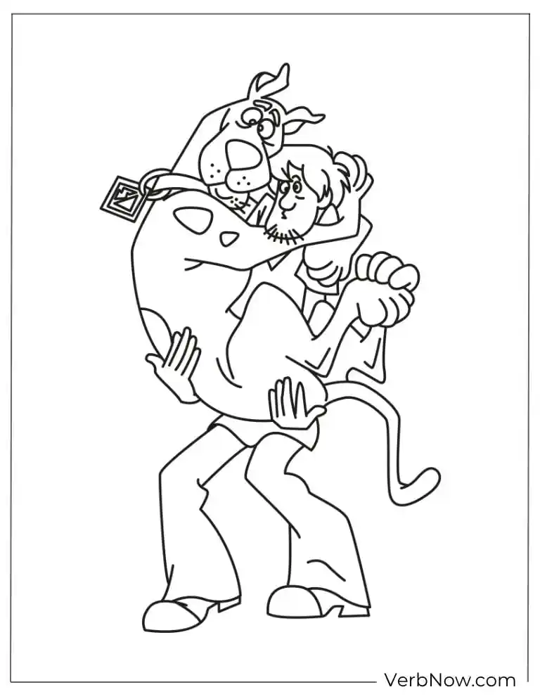 Scooby hug Shaggy coloring sheet