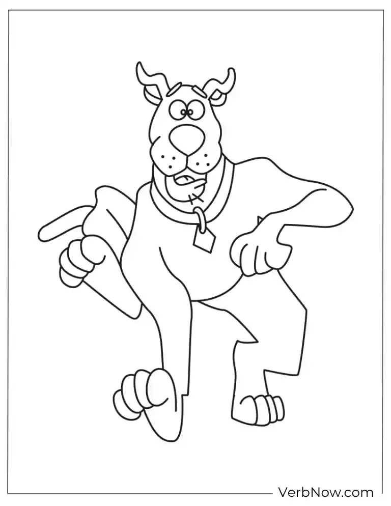 Scooby slowly moving forward coloring sheet