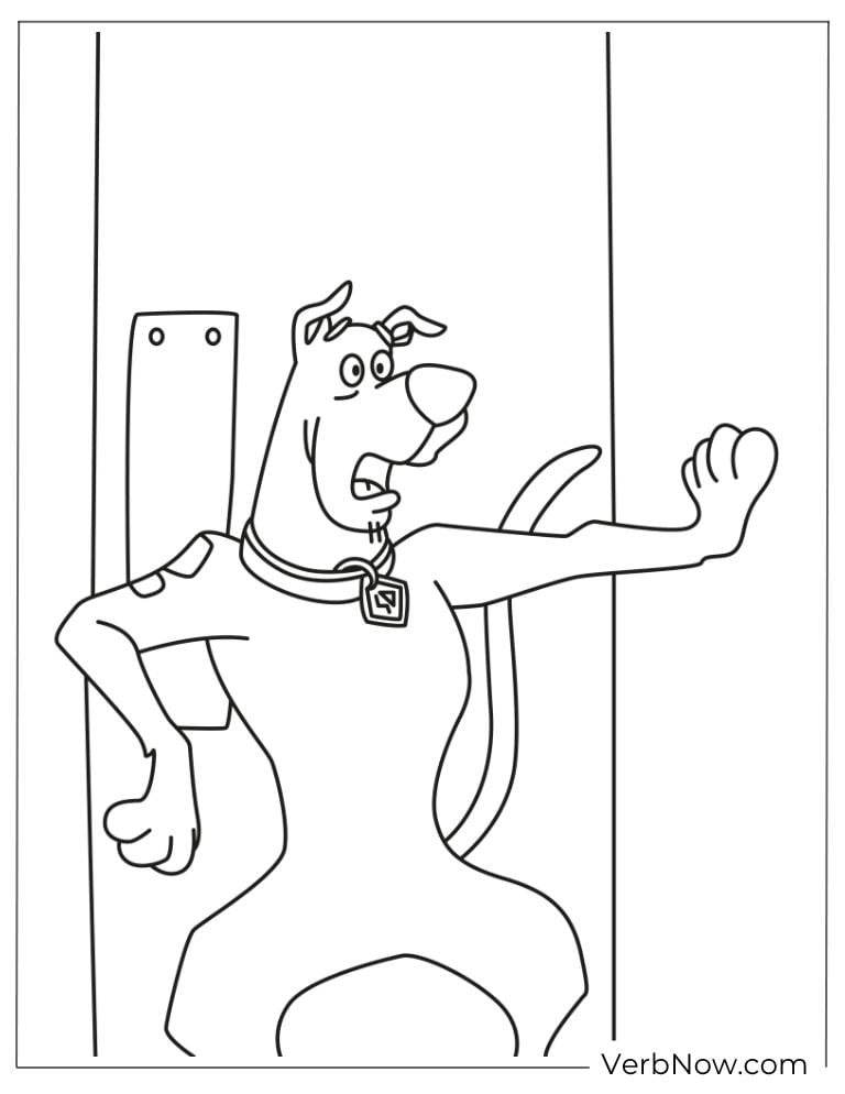Scooby looking behind door coloring page
